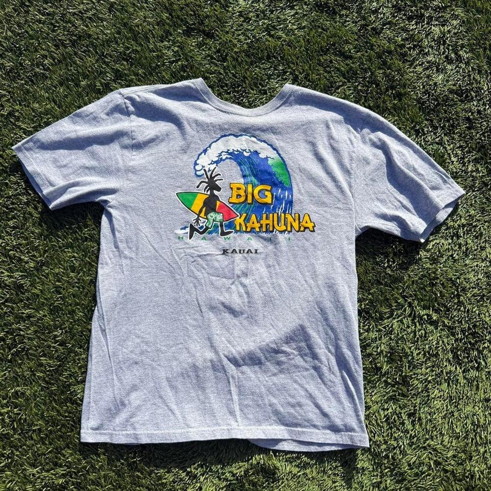 Quiksilver Vintage Surf Tee Grey Big Kahuna Hawaii Size L